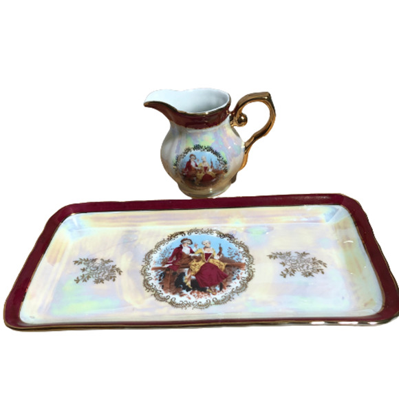 Romeo & Juliet Porcelain Creamer and Rectangle Platter - Picture 1 of 9